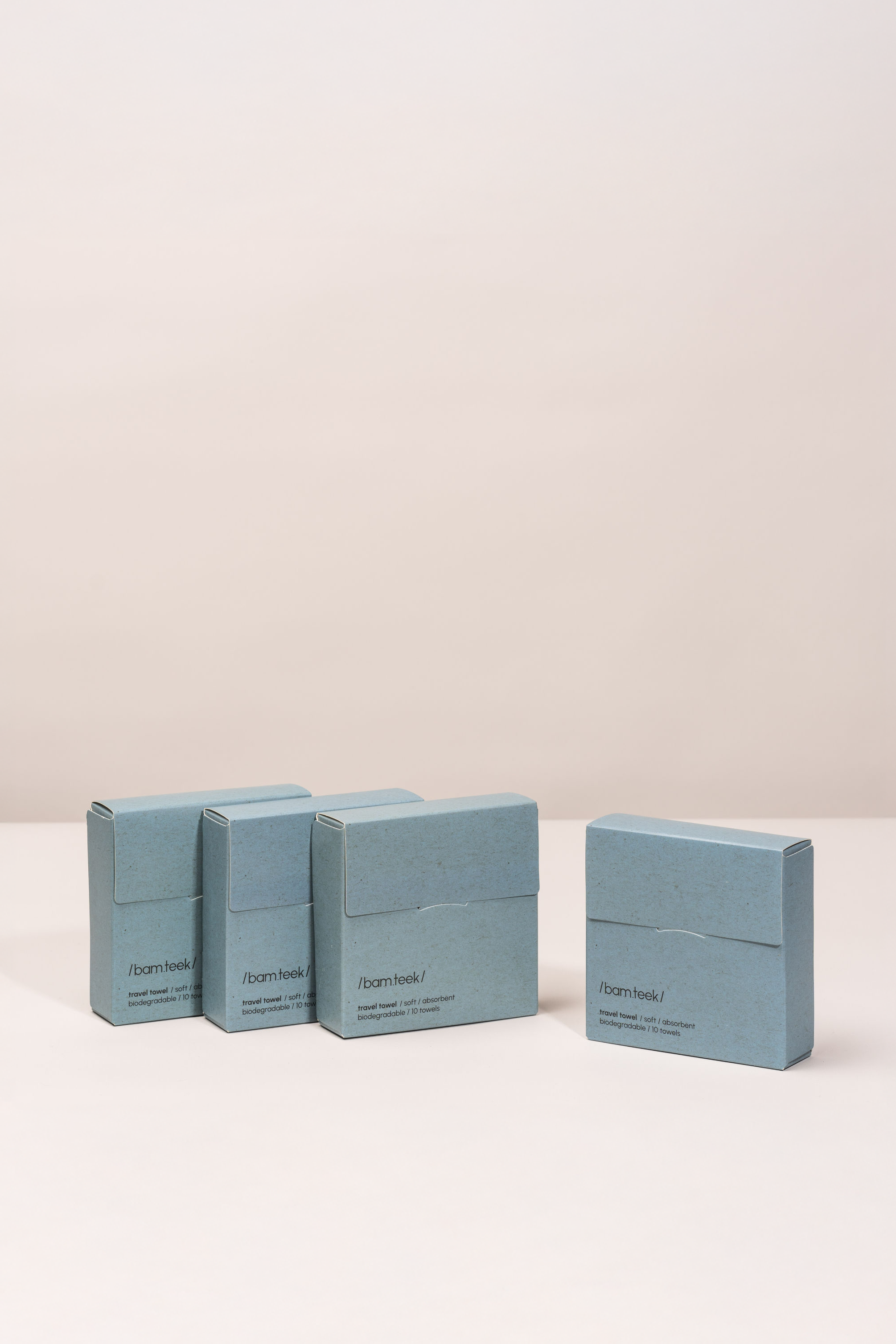 Travel Bundle packaging by Bamteek Kuwait, featuring a soft, absorbent, and biodegradable design.