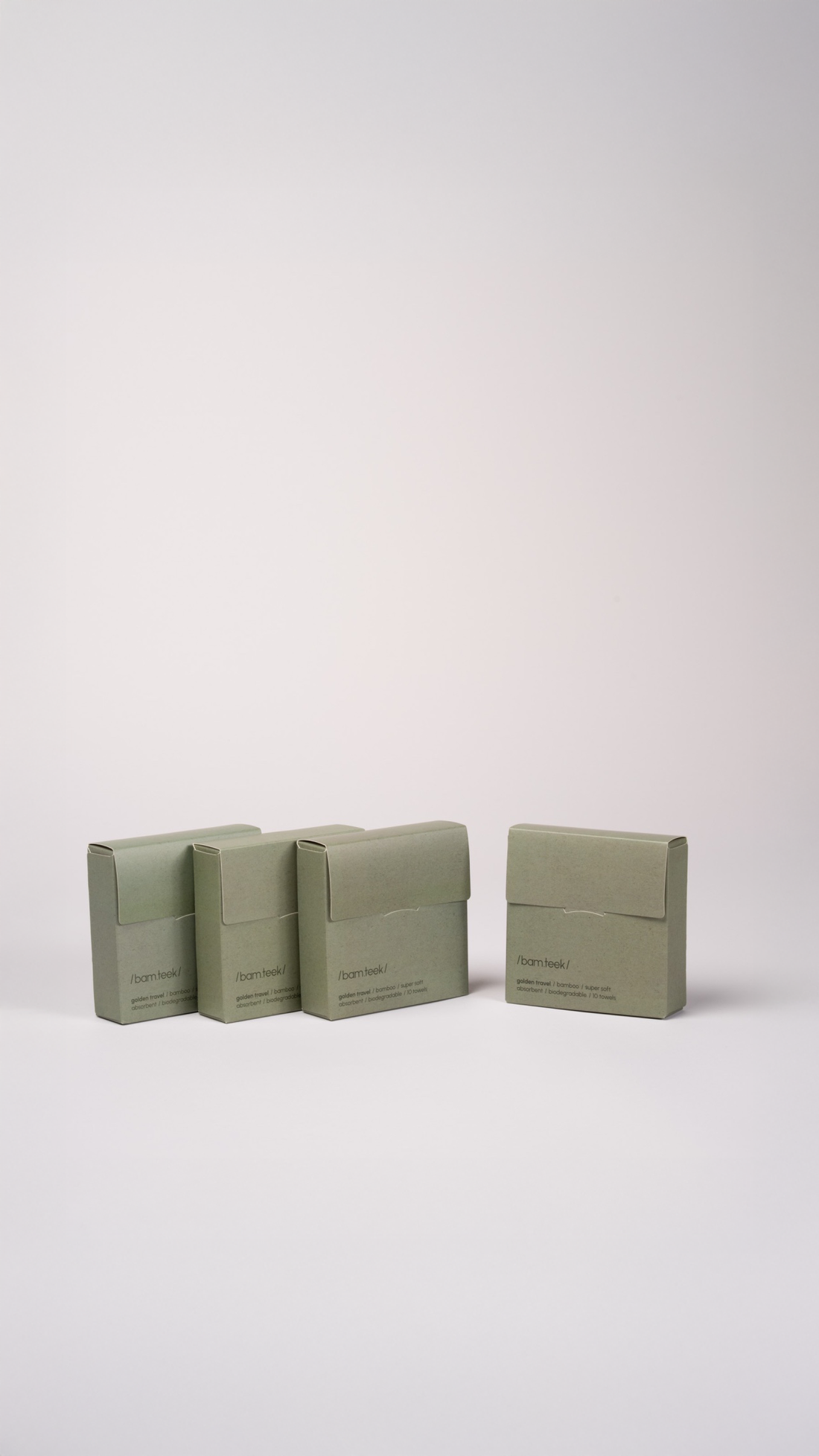 Golden Travel Bundle boxes from Bamteek Kuwait, showcasing eco-friendly packaging for skincare.